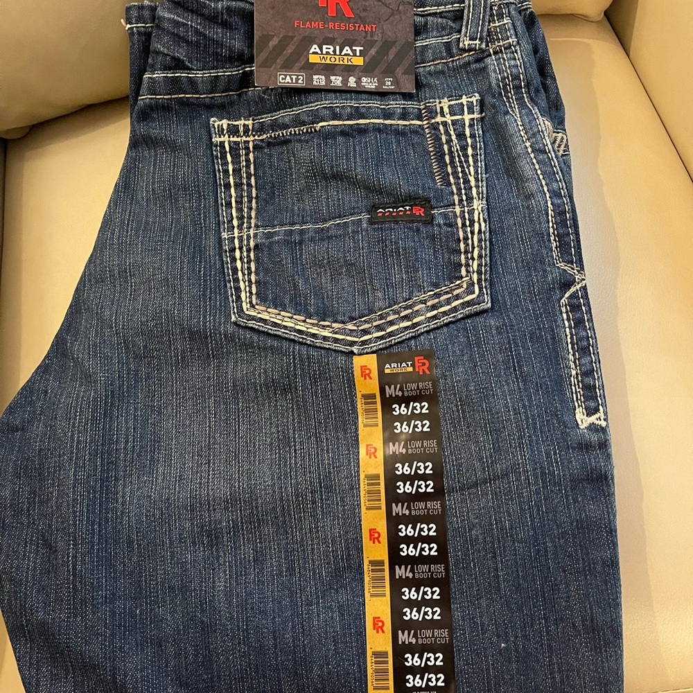 Ariat Flame-Resistant Denim Jeans with Contrast Stitching - Picture 3 of 3